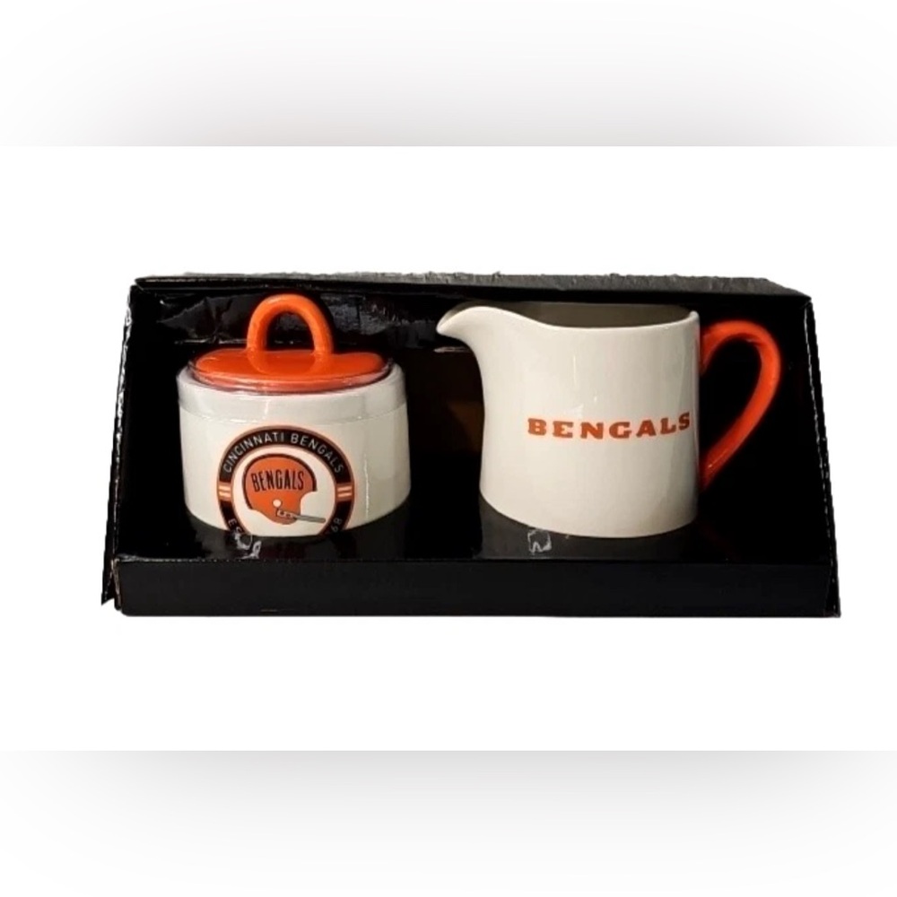 NFL Cincinnati Bengals Ceramic Cream & Sugar 11 and 14 oz Set of Teo NEW
